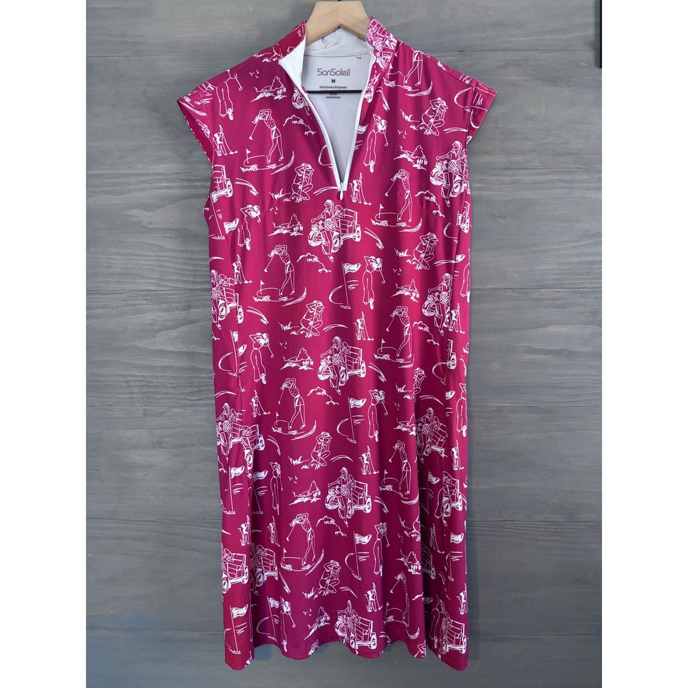 San Soleil‎ SolStyle Sleeveless Print Golf Dress Red Size Medium